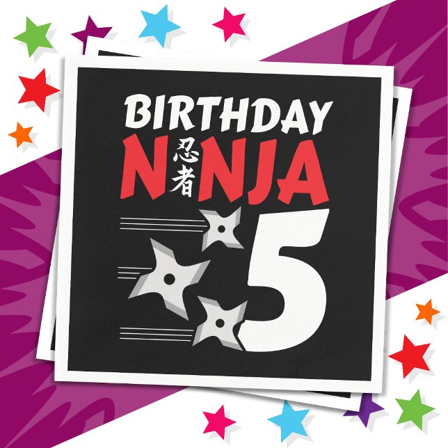 5 års gammal Ninja Party Stars Kids 5:e födelsedag Pappersservett (Skapare uppladdad)