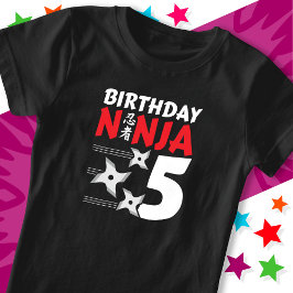 5 års gammal Ninja Party Stars Kids 5:e födelsedag T Shirt
