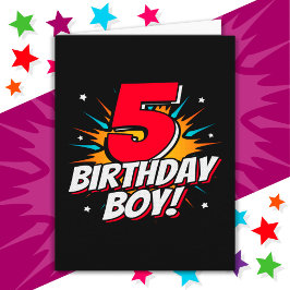 5 års gammal superhjälte Birthday Boy 5 Birthday Kort