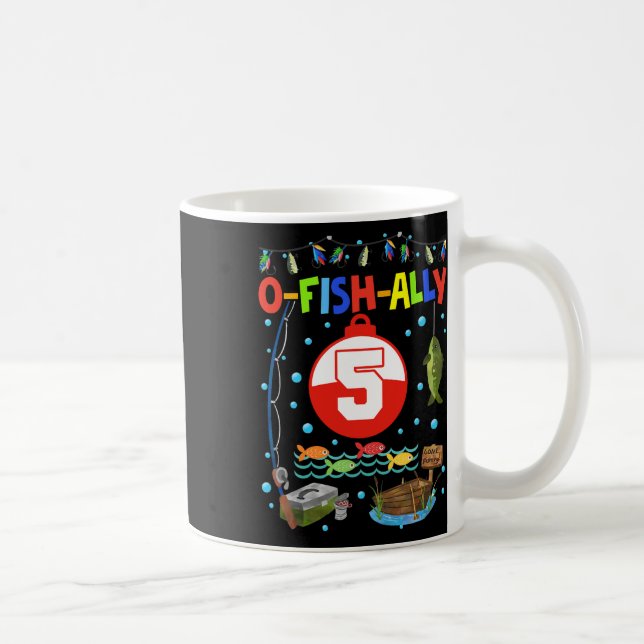 5 års gammalt fiske 5:e födelsedag Bday Party Dec Kaffemugg (Höger)