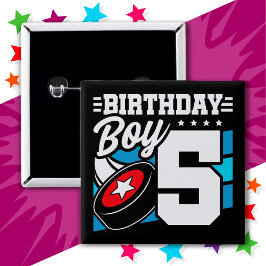 5 års gammalt Hockey Party-tema 5:e födelsedagstjo Knapp