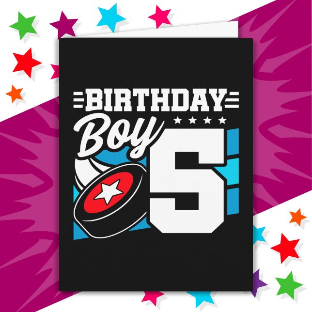 5 års gammalt Hockey Party-tema 5:e födelsedagstjo Kort (Skapare uppladdad)