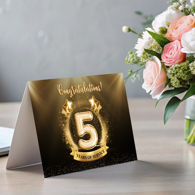 5 års medarbetares femårsjubileum-årskort inbjudan (5 Years Employee Milestone Anniversary Fold Card)
