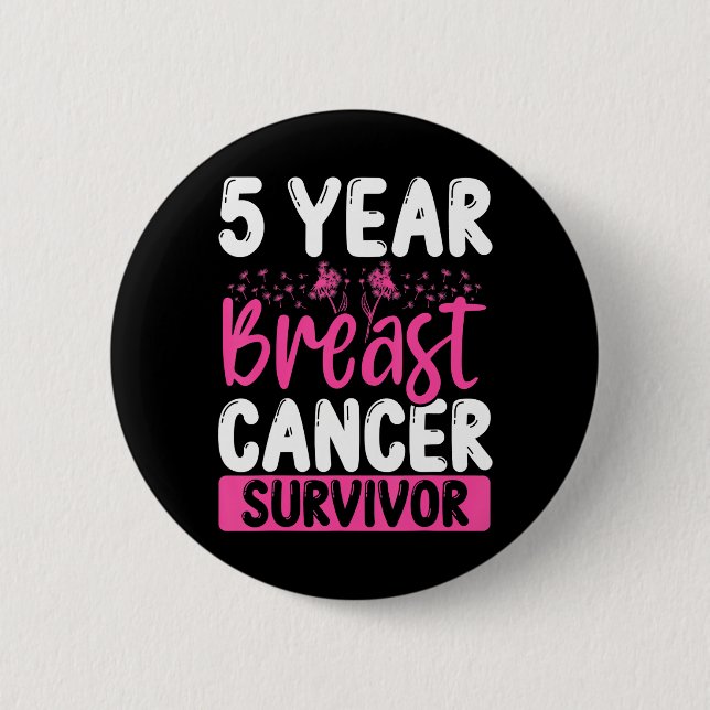 5 års medvetenhet om cancer Survivor Breast Cancer Knapp (Framsida)