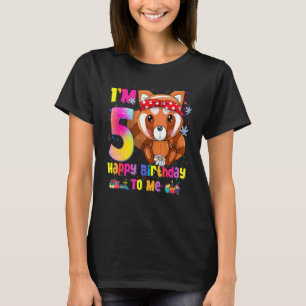 5 års Old Girl Princess Little Red Panda 5th Bir T Shirt
