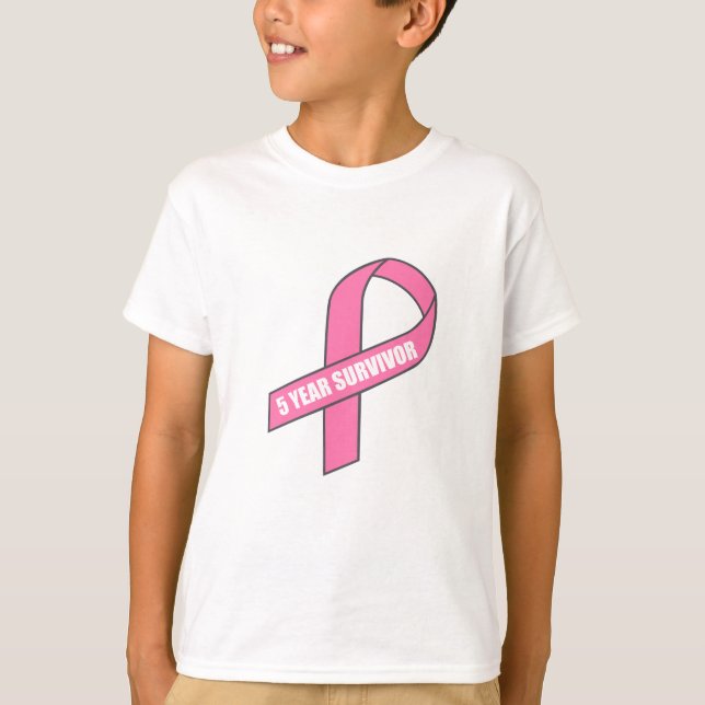 5 års överlevnad (bröstcancer, rosa) tee (Framsida)