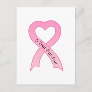 5 års Rosa av överlevande Ribbon Postcard Vykort