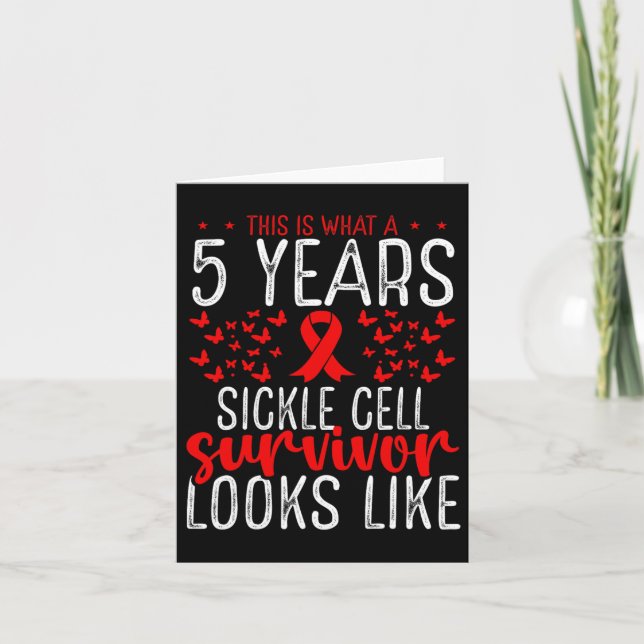 5 års sickle Cell Survivor Ribbon Sickle Cell Aw Kort (Framsida)