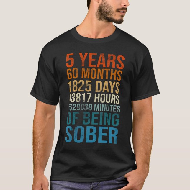 5 års Sober Firande Sober Sober Sobrightrecovery  T Shirt (Framsida)