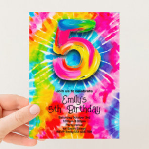5-års Tie Dye-födelsedag Inbjudningar