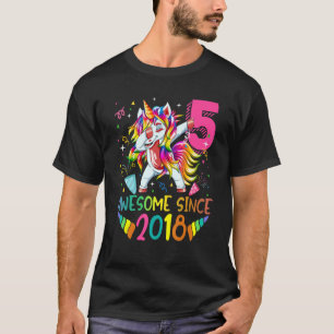 5 års Tonåringar Gifts Girls Dabbing Unicorn 5th T Shirt
