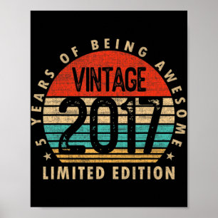 5 års Vintage för gamla gåvor 2017 Begränsad utgåv Poster