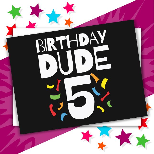5-årsdag 5 år gammal pojke fest födelsedags kille  vykort (Skapare uppladdad)