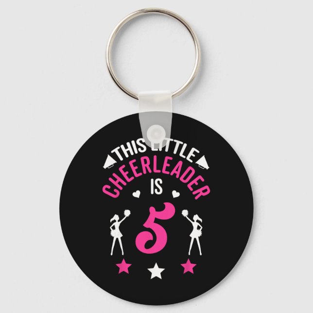 5-årsdag Denna lilla cheerleadern är 5 Cheerlea Nyckelring (Framsida)