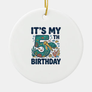 5-årsdag Havssköldpadda Undervattens Vektor Design Julgransprydnad Keramik