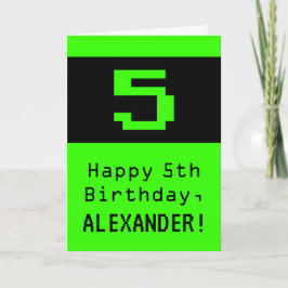 5-årsdag: Nördigt / nördigt tema "5" och namn Kort