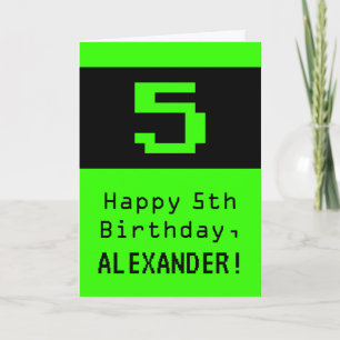 5-årsdag: Nördigt / nördigt tema "5" och namn Kort