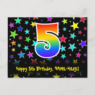 5-årsdag: Roliga stjärnor Mönster, Regnbåge 5, Nam Vykort
