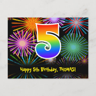 5-årsdag – Roligt fyrverkerimönster + Regnbåge 5 Vykort