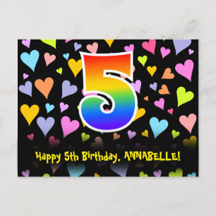 5-årsdag: Roligt Hjärtmönster, Regnbåge 5 Vykort
