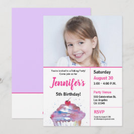 5-årsdagars cuptårta bakande av party-foto inbjudningar