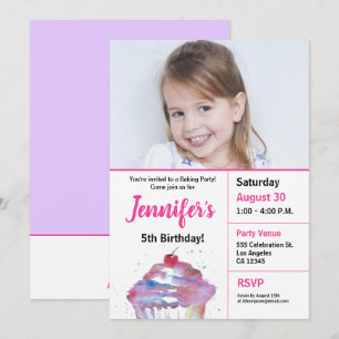 5-årsdagars cuptårta bakande av party-foto inbjudningar