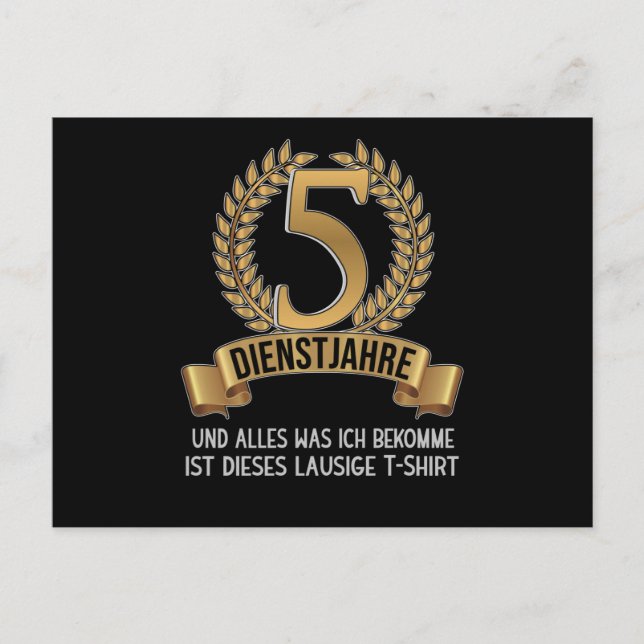 5-årsjubileum för anställd på företaget vykort (Framsida)