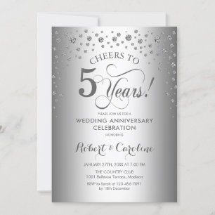 5-årsjubileum - Silver Inbjudningar