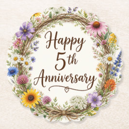 5-årsjubileumsblomma underlägg papper