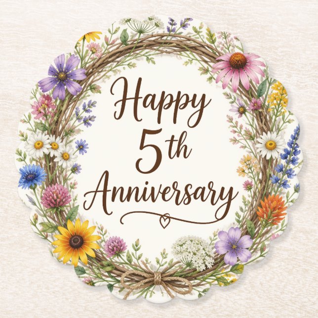5-årsjubileumsblomma underlägg papper (Framsida)