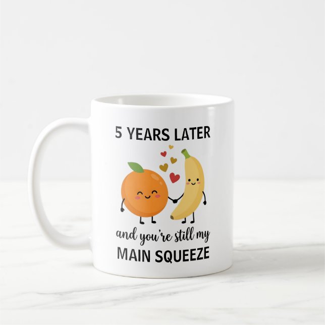 5-årsjubileumskaffekopp Fruktjubileum Kaffemugg (Vänster)