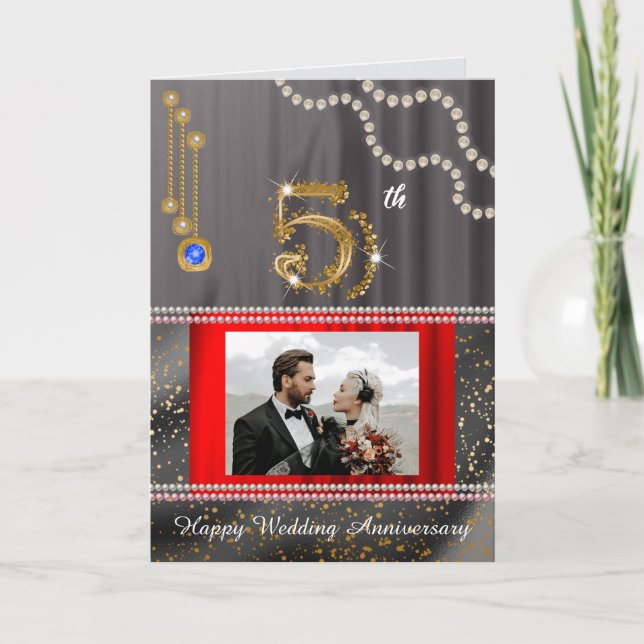 5-årsjubileumskort till fru | Guld Safir Kort (Framsida)