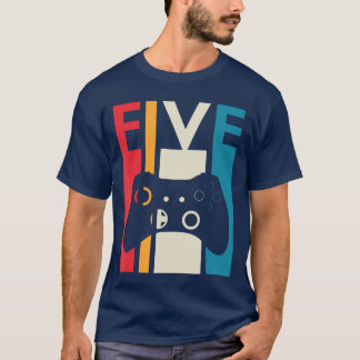 5-årspresent Fem vintage spel födelsedagspresent 5 T Shirt