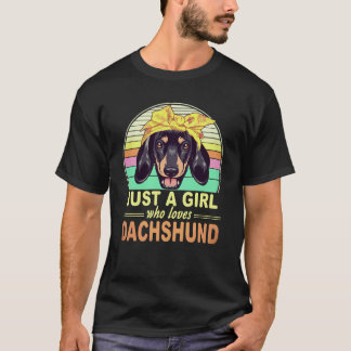 5 Bara en tjej som älskar Dachshund Vintage T Shirt