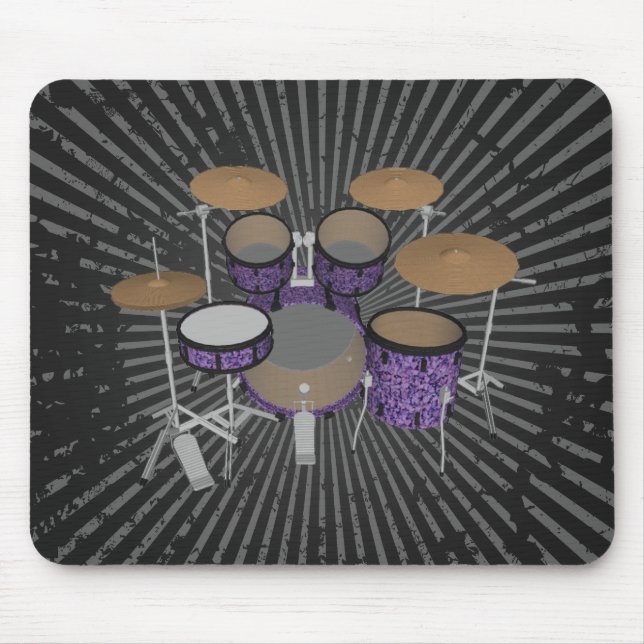 5 Biet Drum Kit - Anpassningsbar Violet Drums - Mo Musmatta (Framsidan)