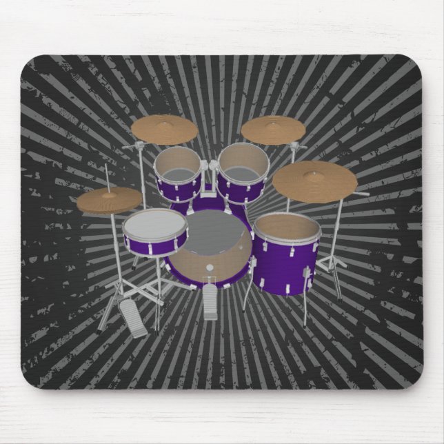 5 Biet Drum Kit - Violet Avsluta - Black Mousepad Musmatta (Framsidan)