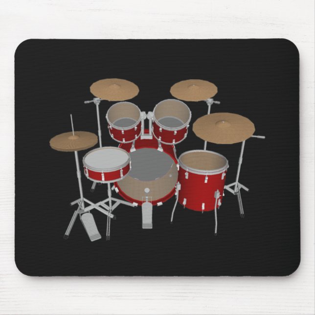 5 Biet trumset - Red Drums - Black Mousepad Musmatta (Framsidan)