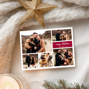 5 bilder Collage Chic Script God Jul Vykort