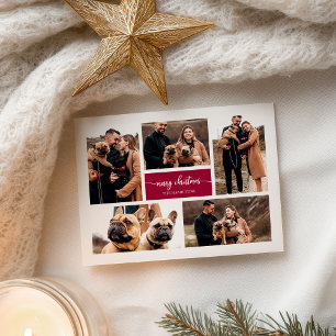 5 bilder Collage Chic Script God Jul Vykort