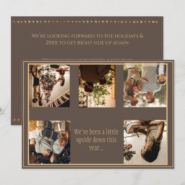 5 bilder kollage Upp och ner Jul Xmas Högtid Julkort (Fram/baksida)