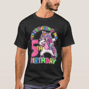 5 Birthday Girl Unicorn Dabbing Party Söt Kid T Shirt
