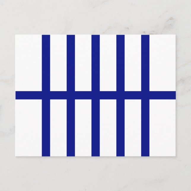 5 Blått Linjer med bismak Vykort (Framsida)