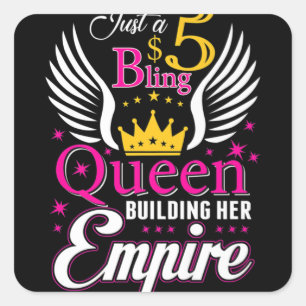 5 Bling Queen for Women Dam Paparazzi Fyrkantigt Klistermärke
