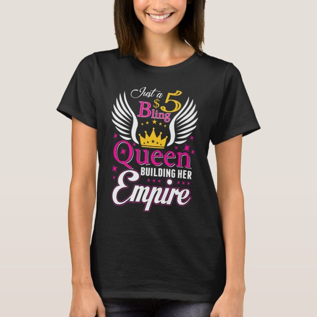 5 Bling Queen for women Dam Paparazzi T Shirt (Framsida)