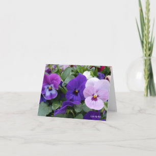 5 Blue Lila Lavender Pansies Kort