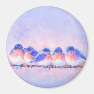 5 BLUEBIRDS på en WIRE av SHARON SHARPE Magnet