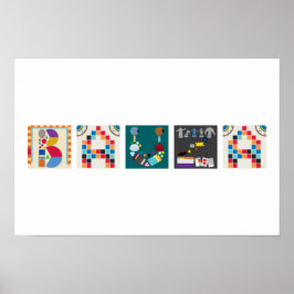 5-bokstavs namn Brädspel Alfabet Poster