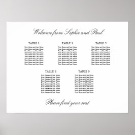 5 Bord Elegant Minimalistisk Placeringsplan Poster