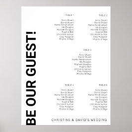5 bord enkelt sittdiagram i vitt Bröllop Poster