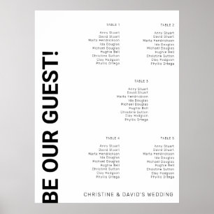 5 bord enkelt sittdiagram i vitt Bröllop Poster